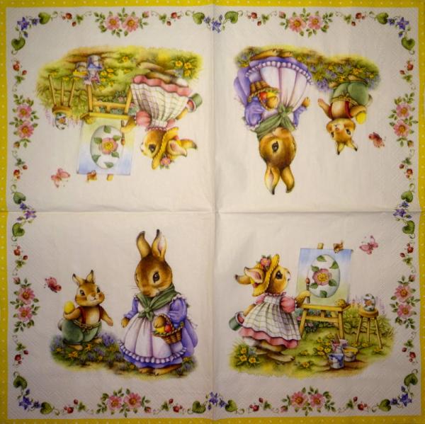 239 Hasen: unnatürlich - 3-lagig  - WIDA - 35x35 cm